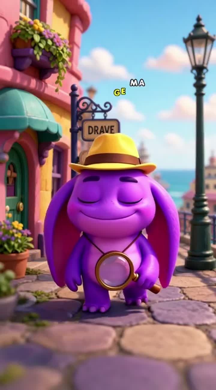 Créate a funny 3D animated detective character for English leaner… — AI cartoon