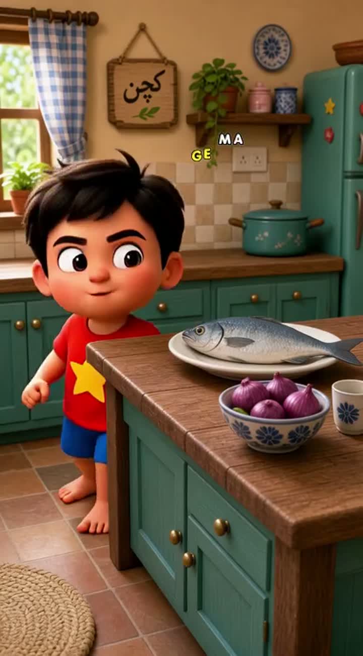 Episode 1 of a funny 3D Urdu cartoon series called "Shararti Bacha… — AI cartoon