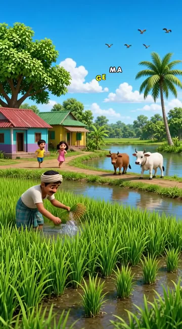 3D cartoon video of a Bangladeshi village — AI cartoon