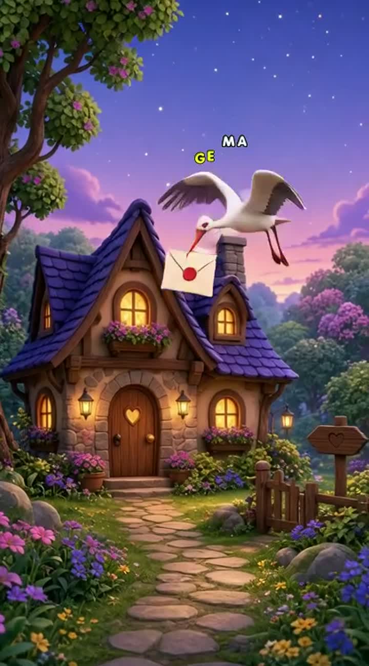 A small magical house appears on screen — AI cartoon