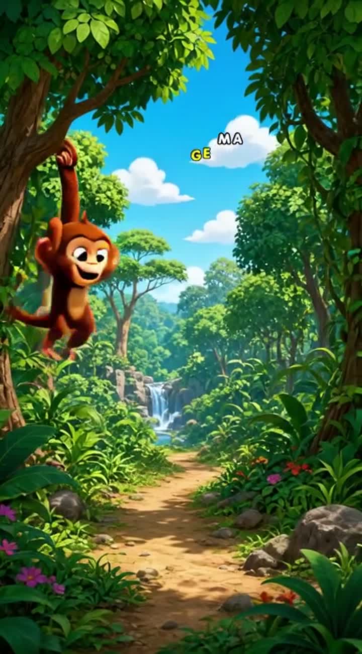 Ek sundar jungle mein Minku naam ka ek shararti bandar rehta tha — AI cartoon