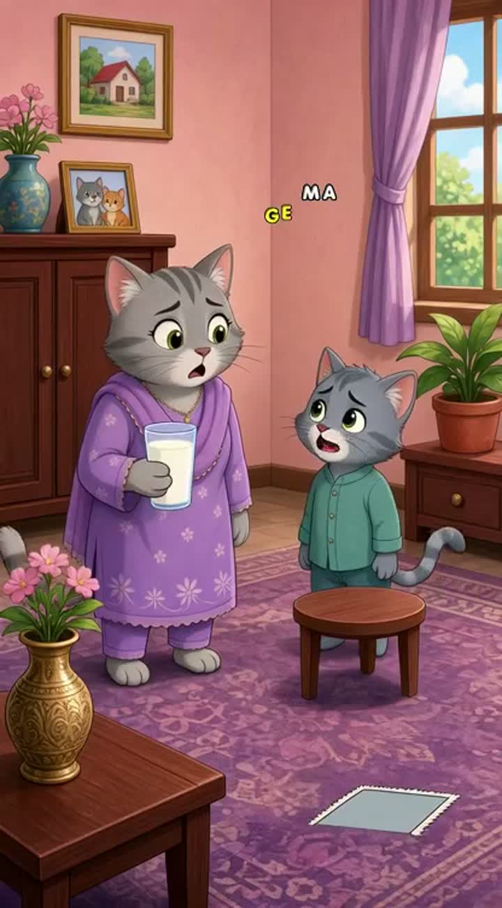 Ek ghar mein Shanno naam ki billi apne bete Mintu ke saath rehti thi — AI cartoon
