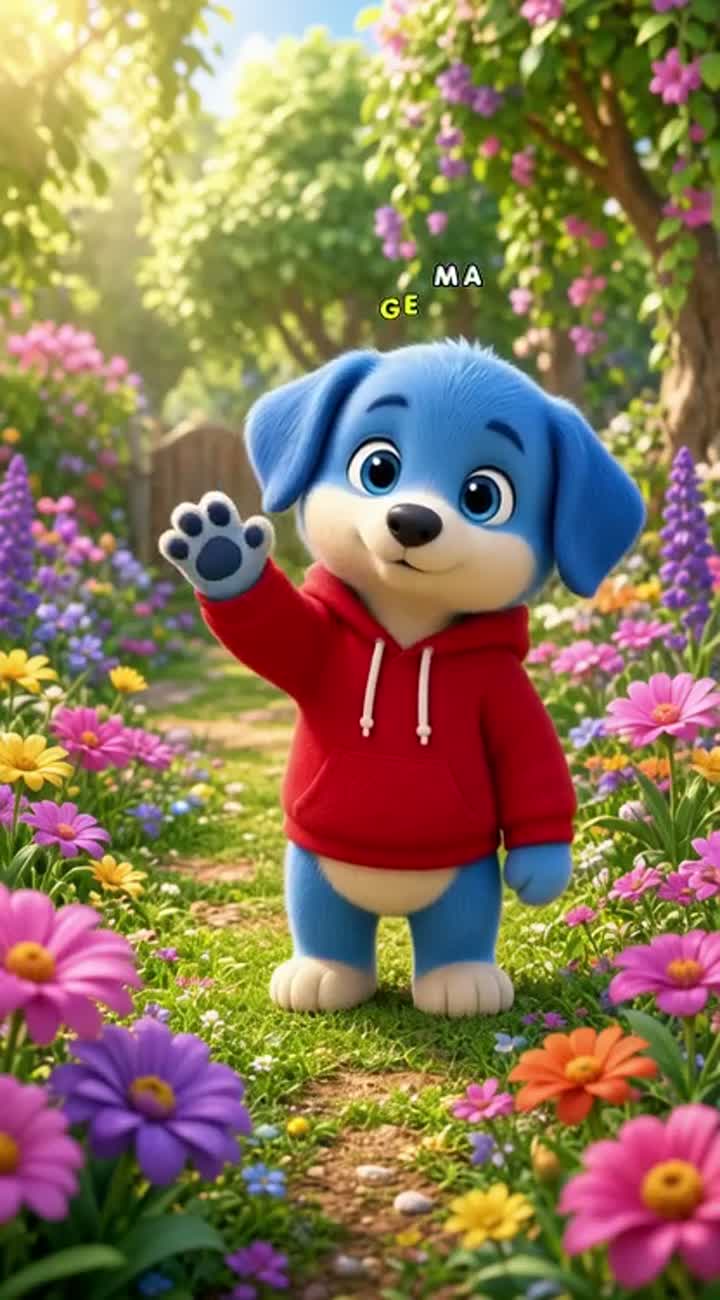 Scene 1: Bobby waves happily in a magical garden filled… — AI cartoon