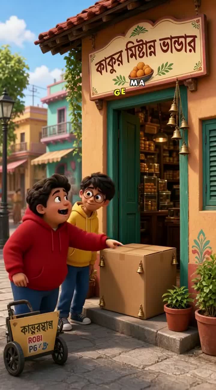 The Mystery Laddoo Box — AI cartoon