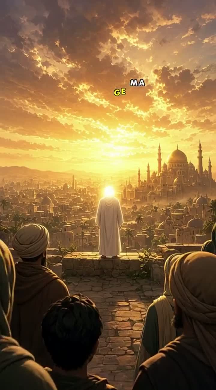 Epic cinematic scene of the reappearance of Imam Mahdi — AI cartoon