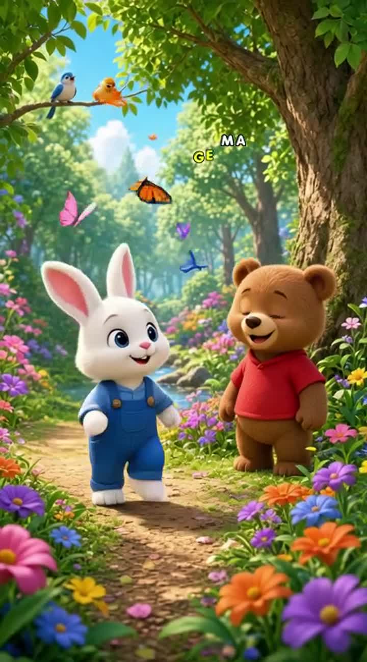 Lulu the Bunny and Bobby the Bear - A Magical Forest Adventure — AI cartoon