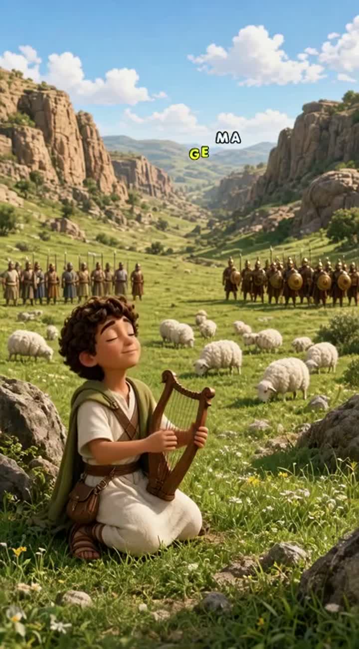 David and Goliath - A Story of Faith and Courage — AI cartoon