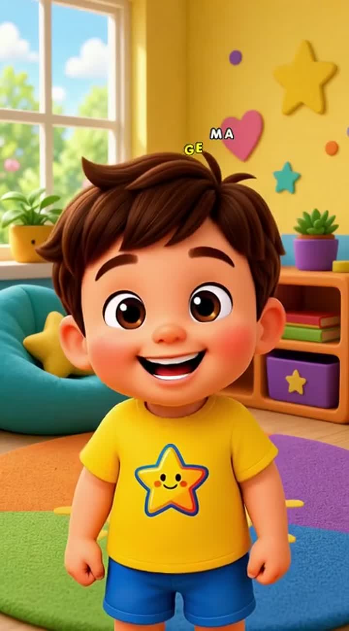 A cute little cartoon boy with a big smile counts from one to four… — AI cartoon