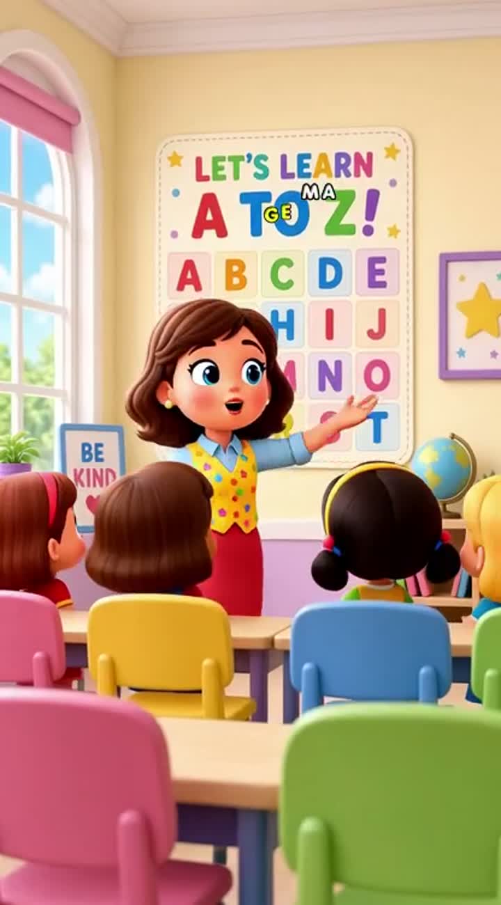 A cute colorful 3D cartoon for kids teaching the English alphabet… — AI cartoon
