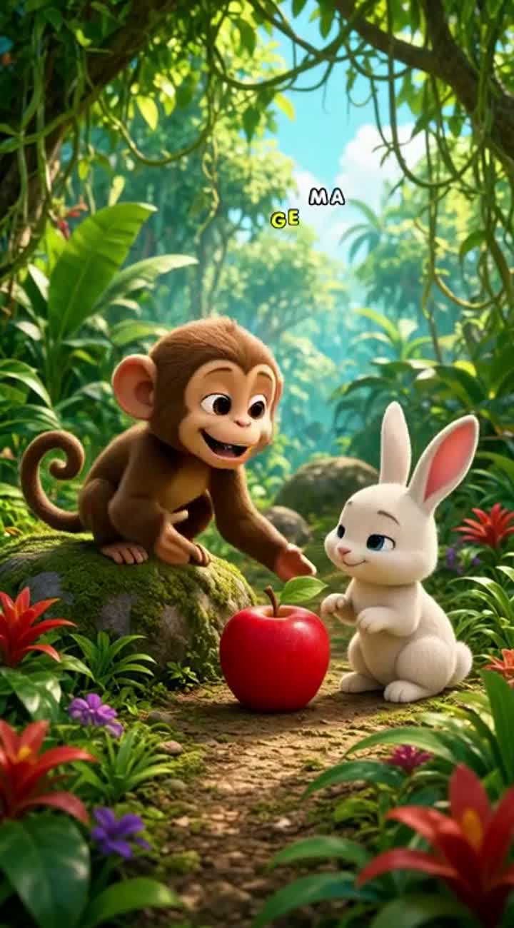 Beautiful 3D animated cartoon of a cute little monkey… — AI cartoon