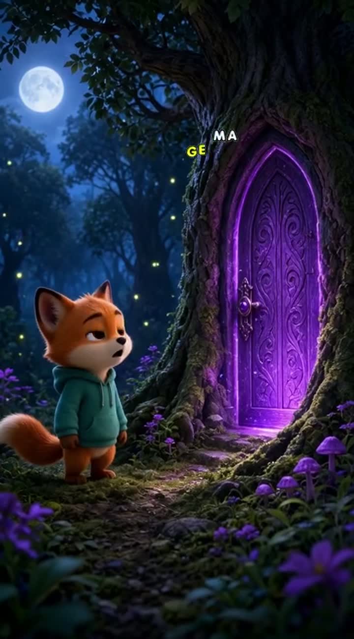 Kito, the same small orange fox with brown eyes and a teal hoodie… — AI cartoon