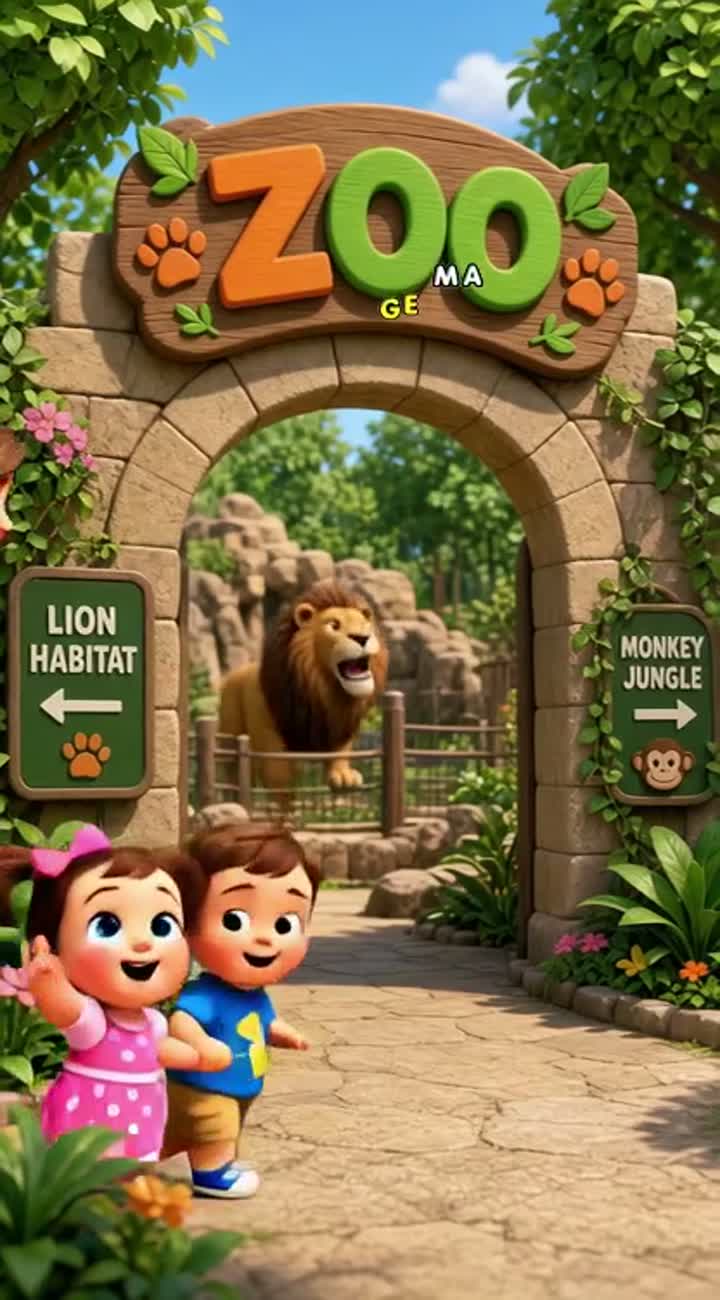 Colorful, cute 3D cartoon story for kids about two siblings… — AI cartoon