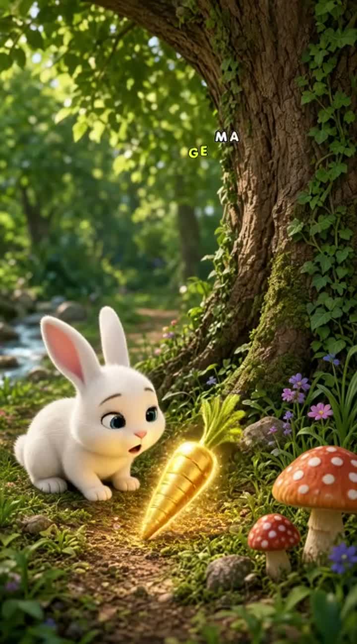 Beautiful 3D cartoon video for kids, featuring a cute little white… — AI cartoon