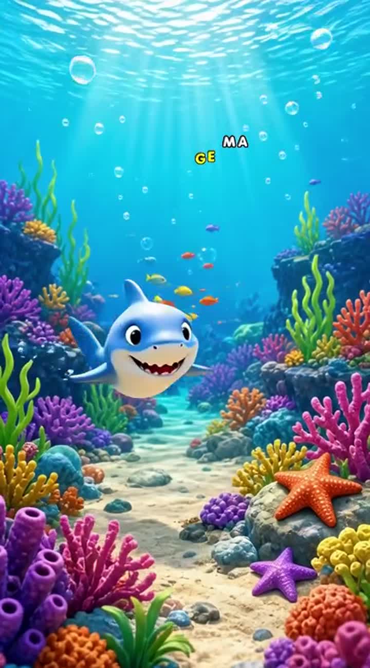 One continuous underwater shot — AI cartoon