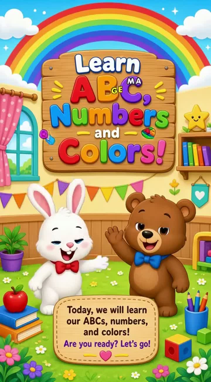 Learn ABC, Numbers and Colors with Benny the Bunny! — AI cartoon