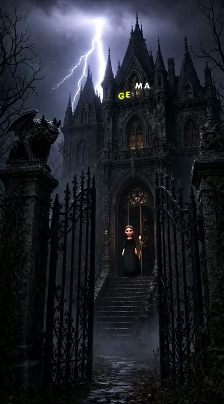 Scary 3D animated Halloween horror movie with moving characters… — AI cartoon