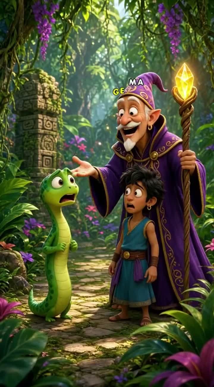 Funny 3D cartoon animation in a magical jungle — AI cartoon