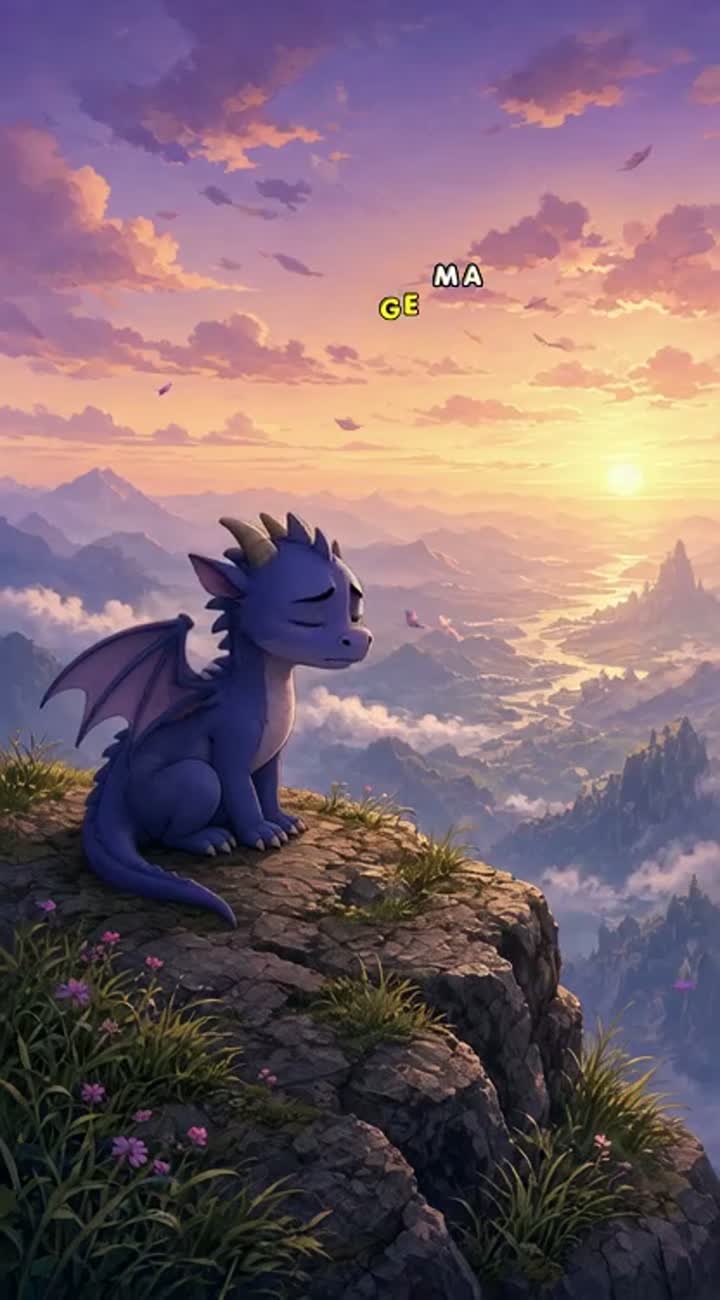 A dragon who is scared of flying, learning to soar — AI cartoon