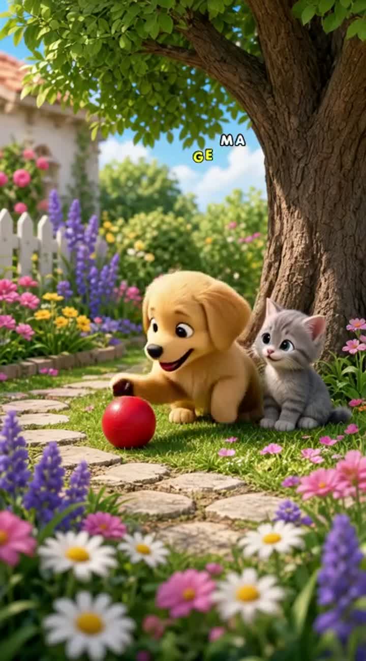 Cute 3D cartoon video for YouTube Shorts featuring a small golden… — AI cartoon