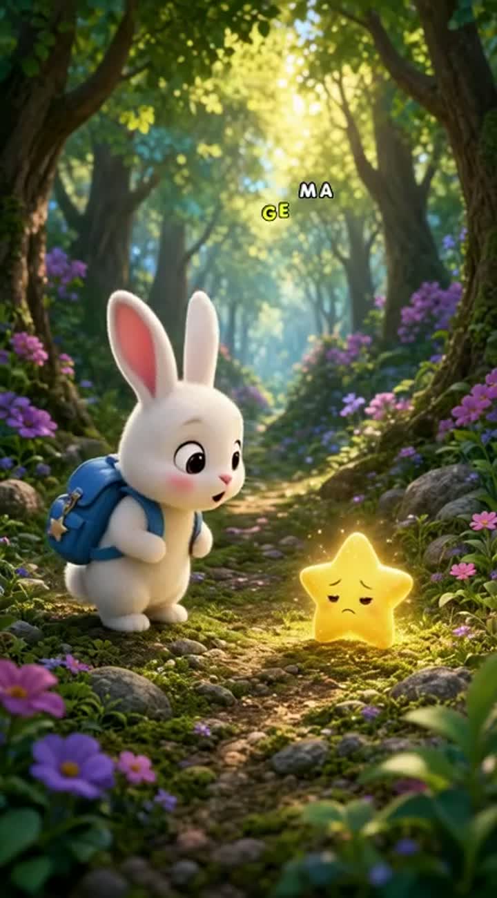 A cute little white rabbit named Lulu with long ears and a small… — AI cartoon