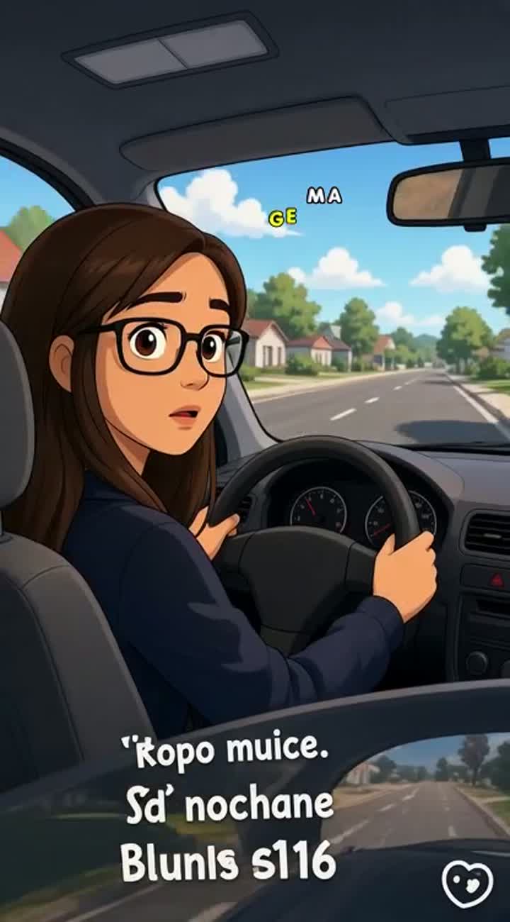 Maak een video van een meisje 18 jaar in een auto die geen gordel… — AI cartoon