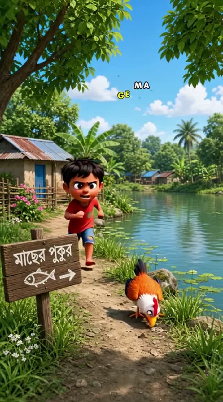 Funny 3D cartoon about a poor Bangladeshi village boy who tries… — AI cartoon