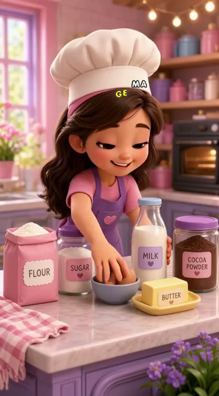 Beautiful, cute 3D cartoon animation showing the complete process… — AI cartoon