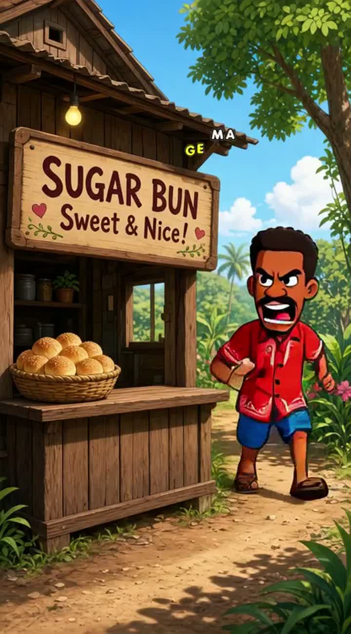 The wicked man a cuss over sugar bun and him nah cuss when him… — AI cartoon