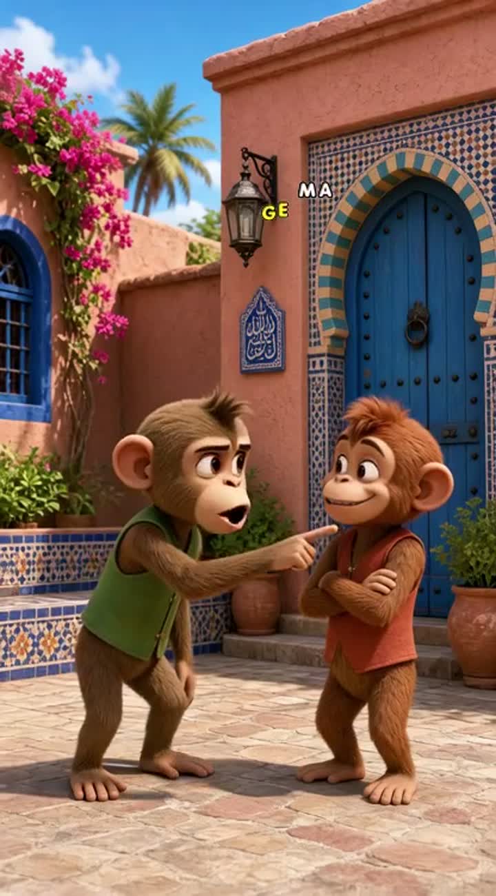 Spoken in Moroccan Darija — AI cartoon