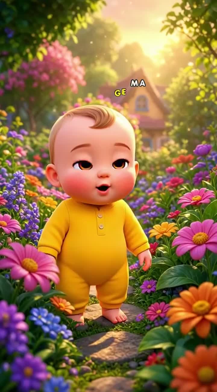 A cute little 3D baby boy with big sparkling eyes, chubby cheeks… — AI cartoon