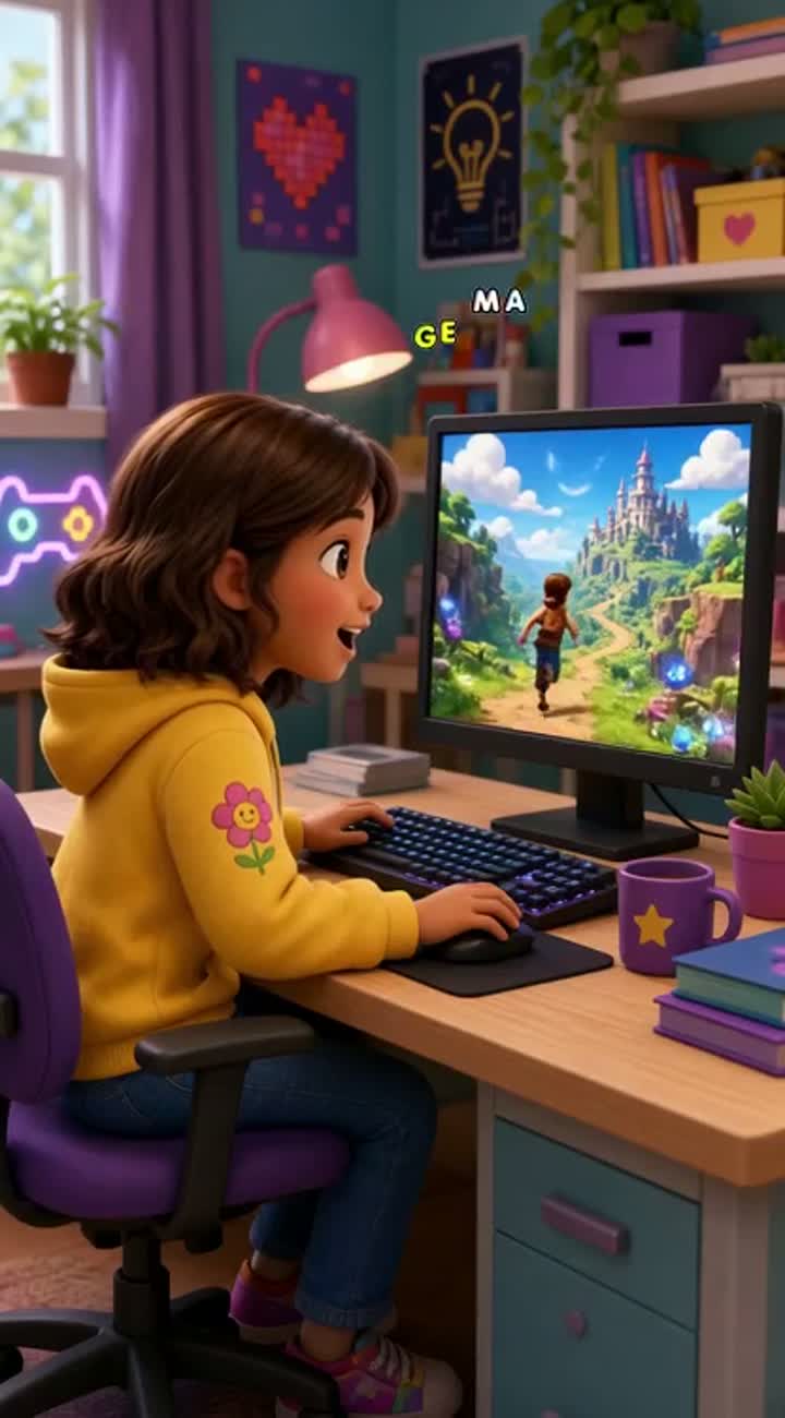 16:9 cinematic clip for an original 3D children's cartoon series — AI cartoon