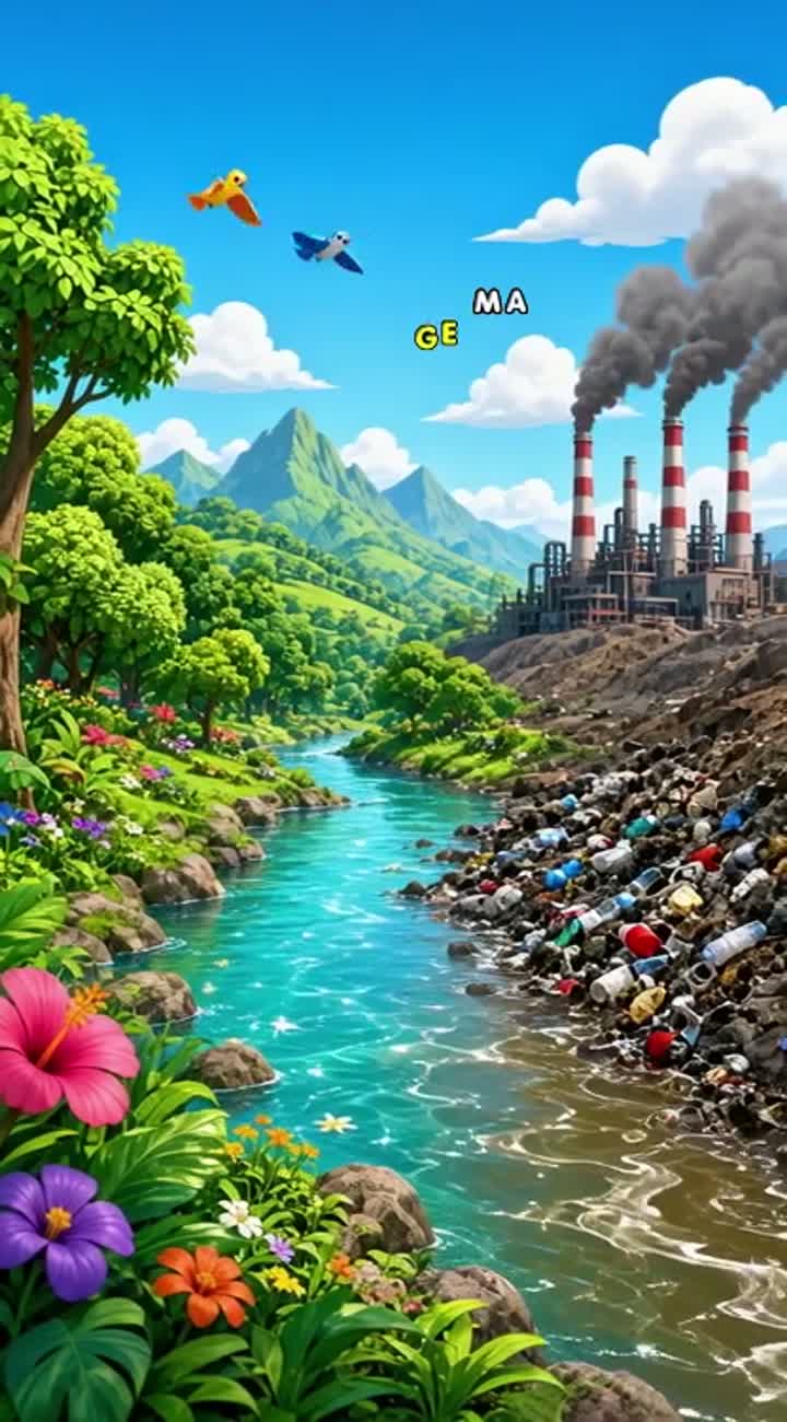 A vibrant cartoon about the environment, environmental pollution… — AI cartoon