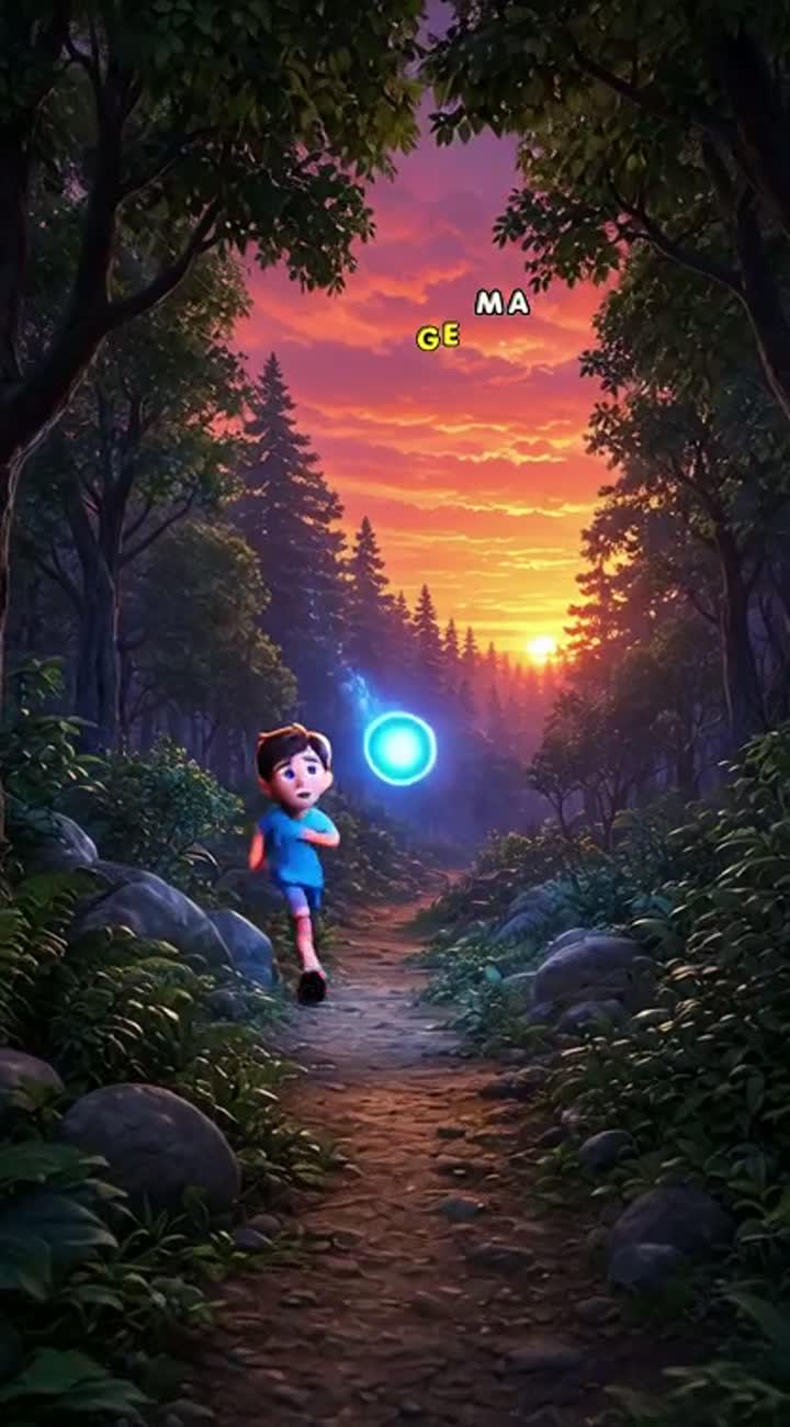 The Mysterious Light in the Forest — AI cartoon