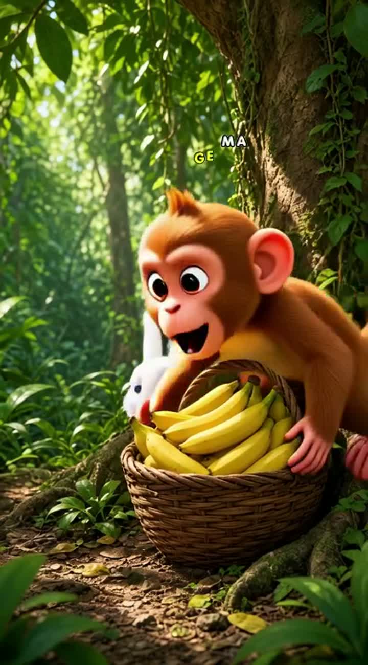 Ievous monkey living in a lush green forest — AI cartoon