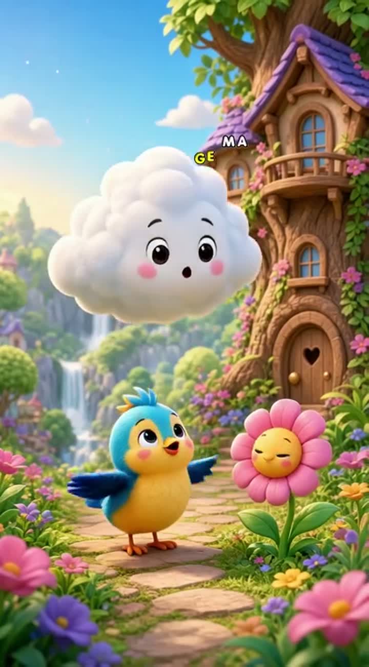 Vertical 9:16 colorful 3D animated kids cartoon… — AI cartoon